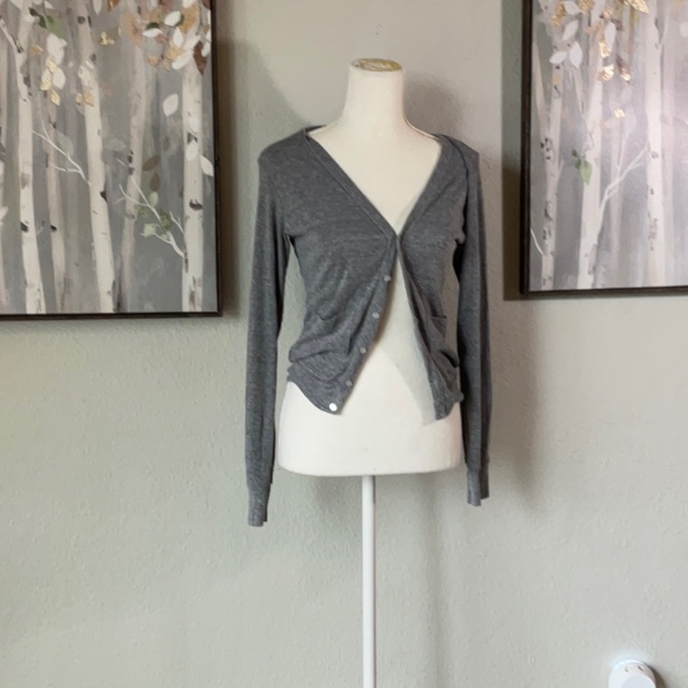 American Apparel Gray Asymmetrical Button Down Shirt